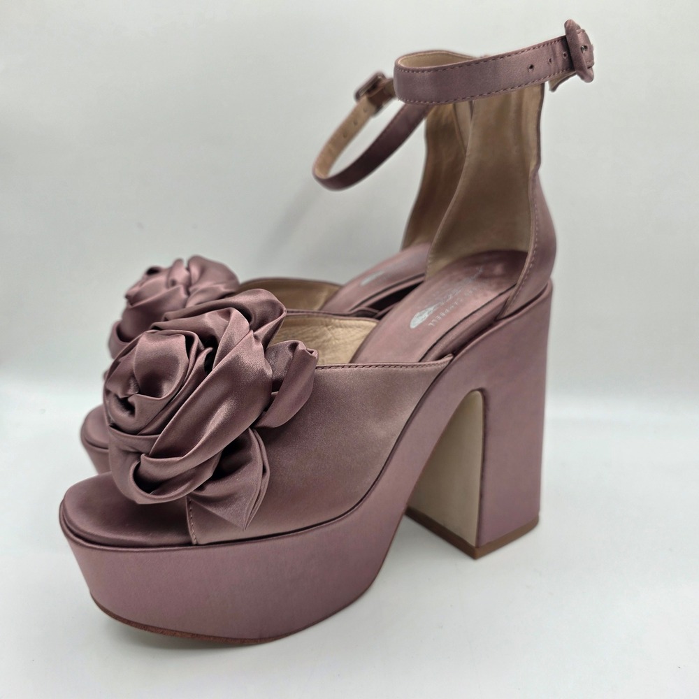 Jeffrey Campbell On My Way Platform Dark Lilac Satin Rosette Heels Womens 9.5 - Picture 2 of 8